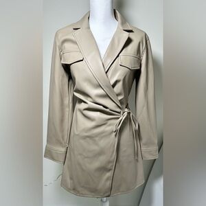 Zara *NWT* cream Tan Vegan Leather Jacket